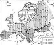 Geografische Variationen der Augenfarbe in Europa (Nach W. Aleksejew)